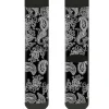 Sock Pair - Polyester - Paisley2 Black White - CREW