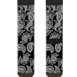 Sock Pair - Polyester - Paisley2 Black White - CREW