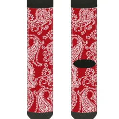 Sock Pair - Polyester - Paisley Red White - CREW