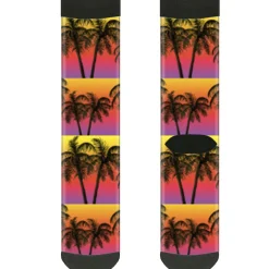 Sock Pair - Polyester - Palm Trees Sunset Fade Black - CREW