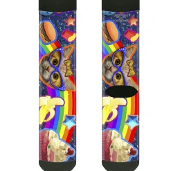 Sock Pair - Polyester - Pets & Snacks Rainbow Collage - CREW