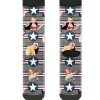 Sock Pair - Polyester - Pin Up Girl Poses CLOSE-UP Star & Stripes Gray Blue White Red - CREW