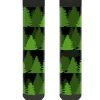 Sock Pair - Polyester - Pine Tree Silhouettes Black Greens - CREW