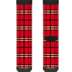 Sock Pair - Polyester - Plaid Red - CREW