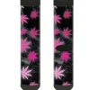 Sock Pair - Polyester - Pot Leaves Smoke Black Pink White - CREW