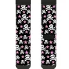 Sock Pair - Polyester - Skulls & Stars Black White Pink - CREW