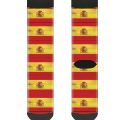 Sock Pair - Polyester - Spain Flag Continuous Vintage - CREW