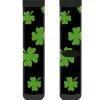 Sock Pair - Polyester - St. Pat's Clovers Scattered2 Black Green - CREW