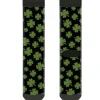 Sock Pair - Polyester - St. Pat's Clovers Scattered Black Green - CREW