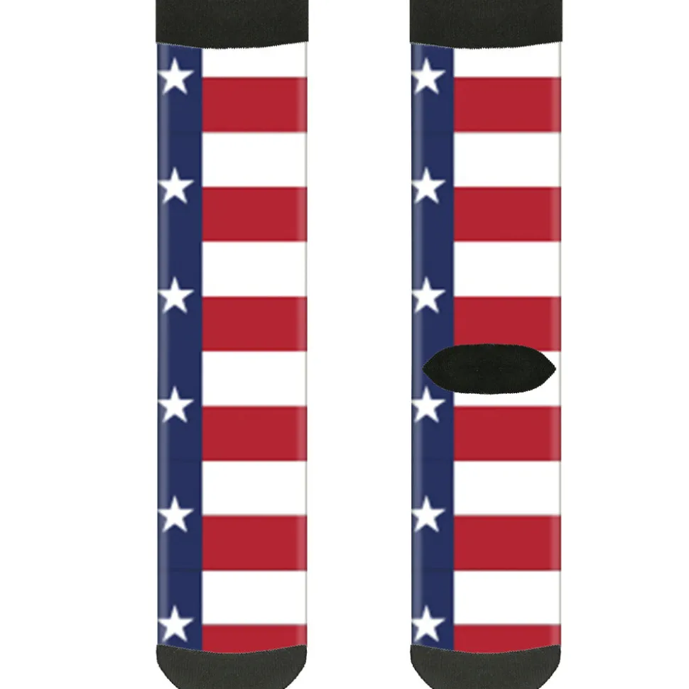 Sock Pair - Polyester - Texas Flag Black - CREW