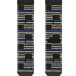 Sock Pair - Polyester - Thin Blue Line Flag Weathered Black/Gray/Blue - CREW