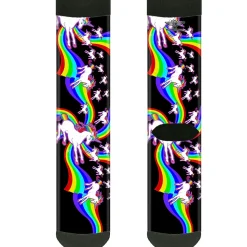 Sock Pair - Polyester - Unicorns/Rainbow Swirl Black - CREW