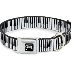 SOUL Text Logo Full Color Black/White Seatbelt Buckle Collar - Soul Piano Keys White/Black