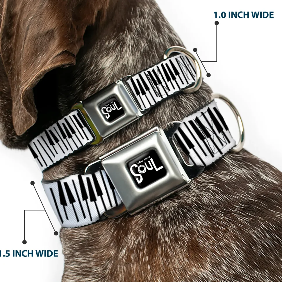 SOUL Text Logo Full Color Black/White Seatbelt Buckle Collar - Soul Piano Keys White/Black