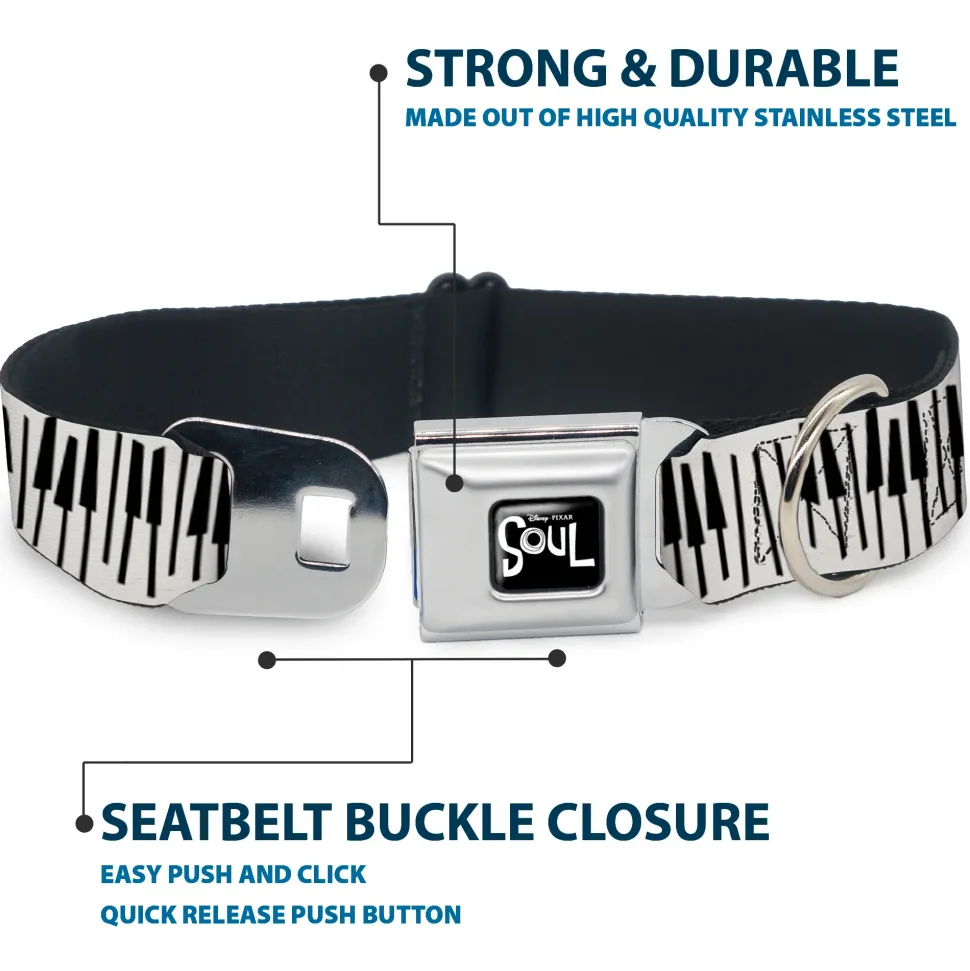 SOUL Text Logo Full Color Black/White Seatbelt Buckle Collar - Soul Piano Keys White/Black