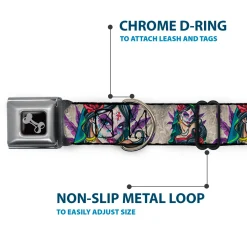 SPACE INVADERS Title Full Color Seatbelt Buckle Collar - Muerta