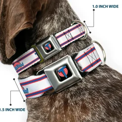 Space Jam Tune Squad Icon Full Color Black/Red/Blue Seatbelt Buckle Collar - Space Jam TUNE SQUAD Logo Stripe White/Red/Blue