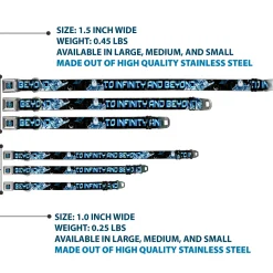 Space Ranger SR Logo Full Color Black/Blue Seatbelt Buckle Collar - Buzz Poses/Stars TO INFINITY AND BEYOND Black/Blues