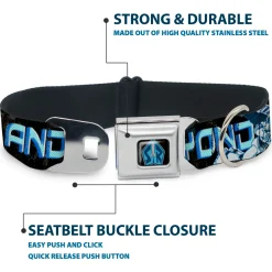 Space Ranger SR Logo Full Color Black/Blue Seatbelt Buckle Collar - Buzz Poses/Stars TO INFINITY AND BEYOND Black/Blues