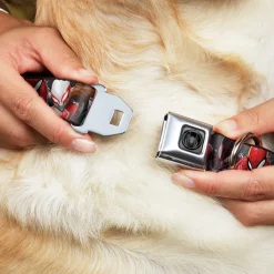 Spider Icon Silver/Black Seatbelt Buckle Collar - 6-Spider Hero Action Poses Grays