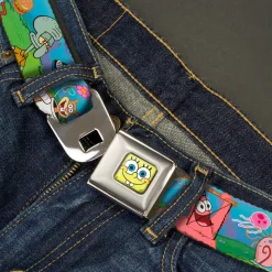 Sponge Bob Face CLOSE-UP Full Color Seatbelt Belt - SpongeBob and Friends/Logo Webbing