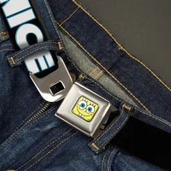 Sponge Bob Face CLOSE-UP Full Color Seatbelt Belt - SpongeBob & Krabby Patty NICE BUNS Webbing