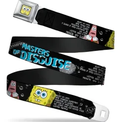 SpongeBob 3-D Face CLOSE-UP Full Color Seatbelt Belt - SpongeBob & Patrick Starfish/Spy Profile MASTERS OF DISGUISE Webbing