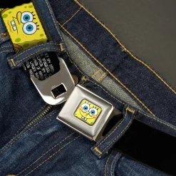 SpongeBob 3-D Face CLOSE-UP Full Color Seatbelt Belt - SpongeBob & Patrick Starfish/Spy Profile MASTERS OF DISGUISE Webbing