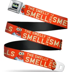 SpongeBob SquarePants Logo Full Color Black/Blues Seatbelt Belt - SpongeBob Mr. Krabs THE SMELLY SMELL THAT SMELLS Pose Orange Webbing