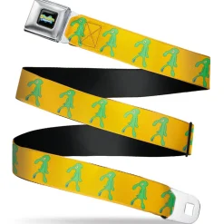 SpongeBob SquarePants Logo Full Color Black/Blues Seatbelt Belt - SpongeBob Squidward Bold and Brash Painting Orange/Green Webbing