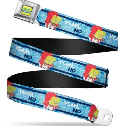 SpongeBob SquarePants Logo Full Color Yellows/Blues Seatbelt Belt - SpongeBob SquarePants Imma Head Out YEAH NO Pose Blues Webbing