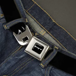 SRT Logo Full Color Black White Seatbelt Belt - Dodge Hellcat Logo Black/White Webbing