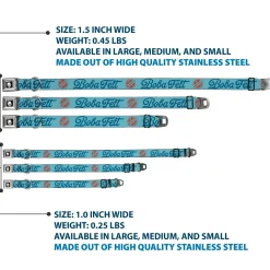 Star Wars Boba Fett Helmet Logo Full Color Black/White Seatbelt Buckle Collar - Star Wars BOBA FETT Script and Logo Blues/Red