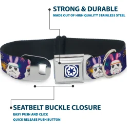 Star Wars Galactic Empire Icon Full Color Purple/White Seatbelt Buckle Collar - Star Wars Holiday Stormtrooper Easter Bunny Ears Purple