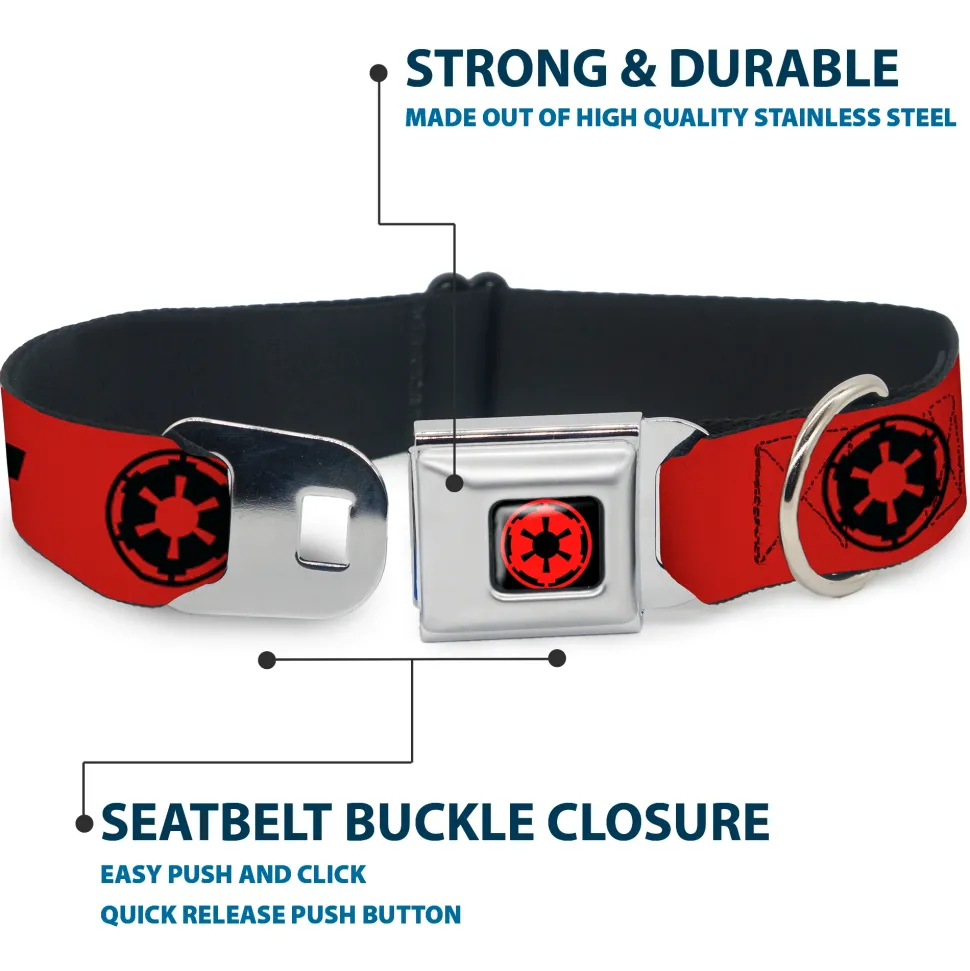 Star Wars Galactic Empire Insignia Full Color Black/Red Seatbelt Buckle Collar - Star Wars DARTH VADER Text and Galactic Empire Logo Red/Black