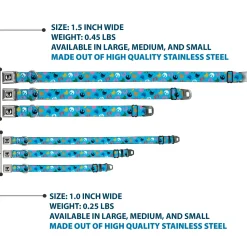 Star Wars Jedi Order Icon Full Color Black/White Seatbelt Buckle Collar - Star Wars Jedi Order and Rebel Alliance Icons Scattered Blue/Multi Color