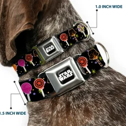 STAR WARS Logo Black/White Seatbelt Buckle Collar - Star Wars Festive Lollipop Icons Black/Multi Color