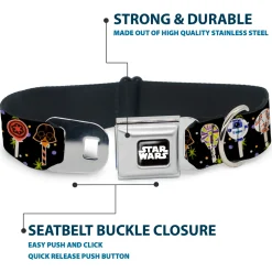 STAR WARS Logo Black/White Seatbelt Buckle Collar - Star Wars Festive Lollipop Icons Black/Multi Color
