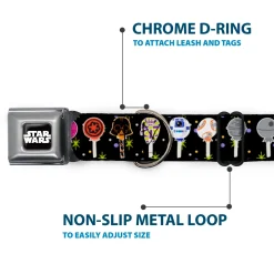 STAR WARS Logo Black/White Seatbelt Buckle Collar - Star Wars Festive Lollipop Icons Black/Multi Color