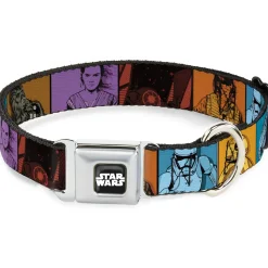 STAR WARS Logo Full Color Black/White Seatbelt Buckle Collar - Star Wars the Force Awakens Character and Icon Blocks Multi Color