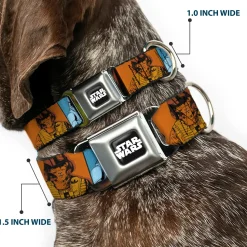 STAR WARS Logo Full Color Black/White Seatbelt Buckle Collar - Star Wars the Force Awakens Character and Icon Blocks Multi Color