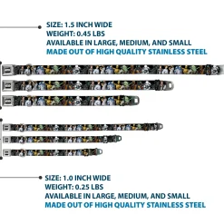 STAR WARS Logo Full Color Black/White Seatbelt Buckle Collar - Star Wars Classic Character Poses Black