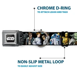 STAR WARS Logo Full Color Black/White Seatbelt Buckle Collar - Star Wars Classic Character Poses Black