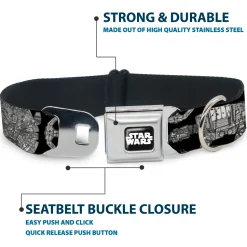 STAR WARS Logo Full Color Black/White Seatbelt Buckle Collar - Star Wars Ships and Vehicles Black/Grays