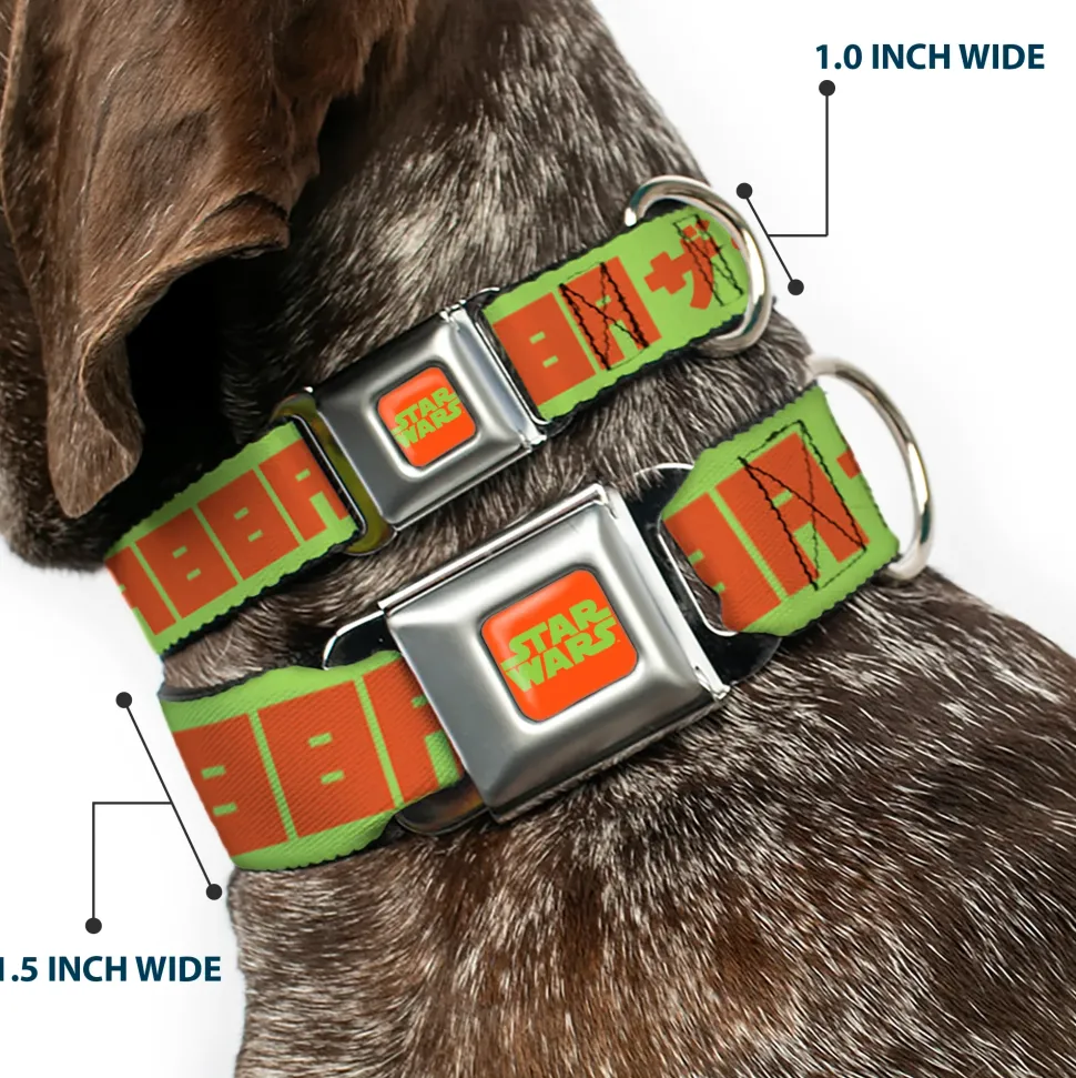 STAR WARS Logo Full Color Orange/Green Seatbelt Buckle Collar - Star Wars JABBA THE HUTT Text and Characters Green/Orange