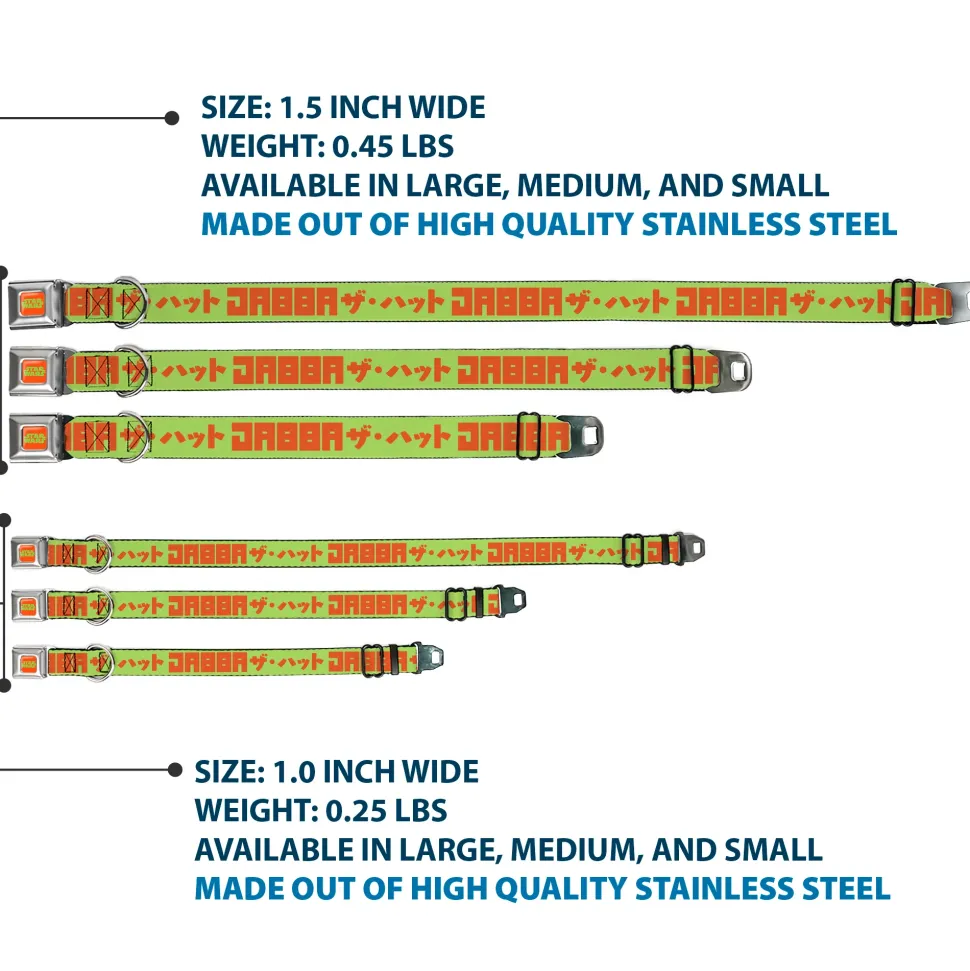 STAR WARS Logo Full Color Orange/Green Seatbelt Buckle Collar - Star Wars JABBA THE HUTT Text and Characters Green/Orange