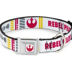 Star Wars Rebel Alliance Insignia Full Color White/Red Seatbelt Buckle Collar - Star Wars REBEL PILOT Rebel Alliance Insignia/Lightsaber/X-Wing Fighter White/Red/Yellow/Gray