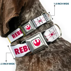 Star Wars Rebel Alliance Insignia Full Color White/Red Seatbelt Buckle Collar - Star Wars REBEL PILOT Rebel Alliance Insignia/Lightsaber/X-Wing Fighter White/Red/Yellow/Gray