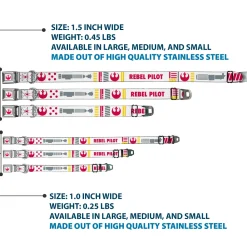Star Wars Rebel Alliance Insignia Full Color White/Red Seatbelt Buckle Collar - Star Wars REBEL PILOT Rebel Alliance Insignia/Lightsaber/X-Wing Fighter White/Red/Yellow/Gray