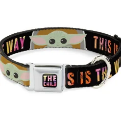 Star Wars THE CHILD Text Full Color Full Color Black/Multi Color Seatbelt Buckle Collar - Star Wars The Child Chibi Pod Pose THIS IS THE WAY Black/Multi Color